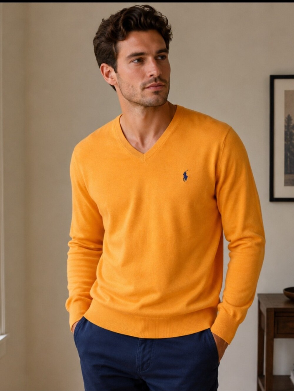 Polo Ralph Lauren Pima Cotton Mens Vneck Pullover Sweater Sz XLT